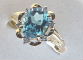 Blue topaz and diamonds 14kt gold ring